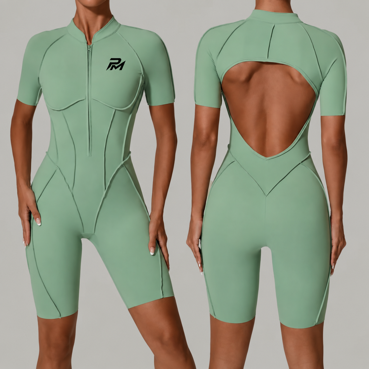 Zip Open-Back Bodysuit