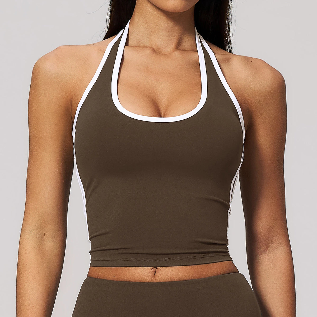 Color Trim Halter Bra