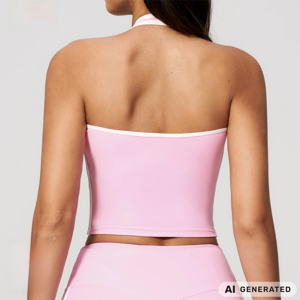 Color Trim Halter Bra