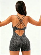 Leopard Strap Romper