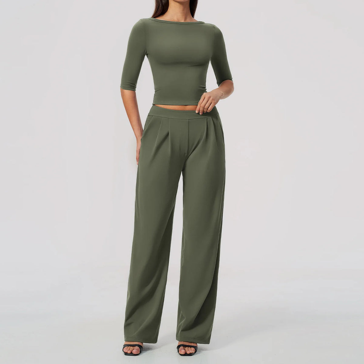 Boat Neck Wide-Leg Set