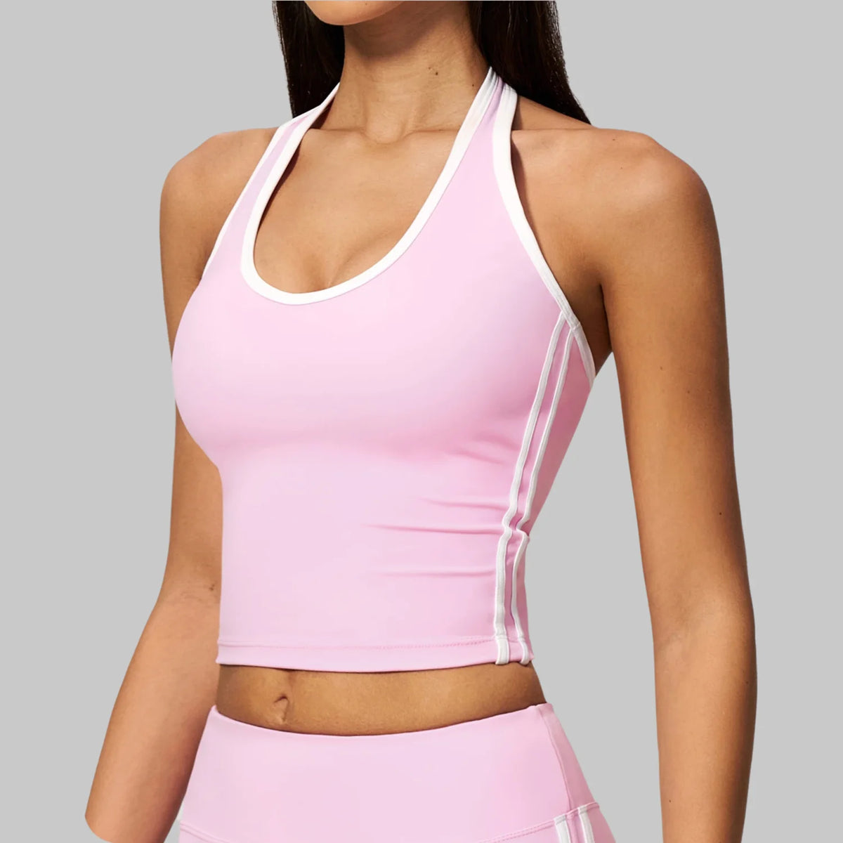 Color Trim Halter Bra