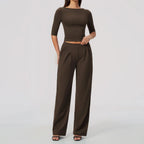 Boat Neck Wide-Leg Set