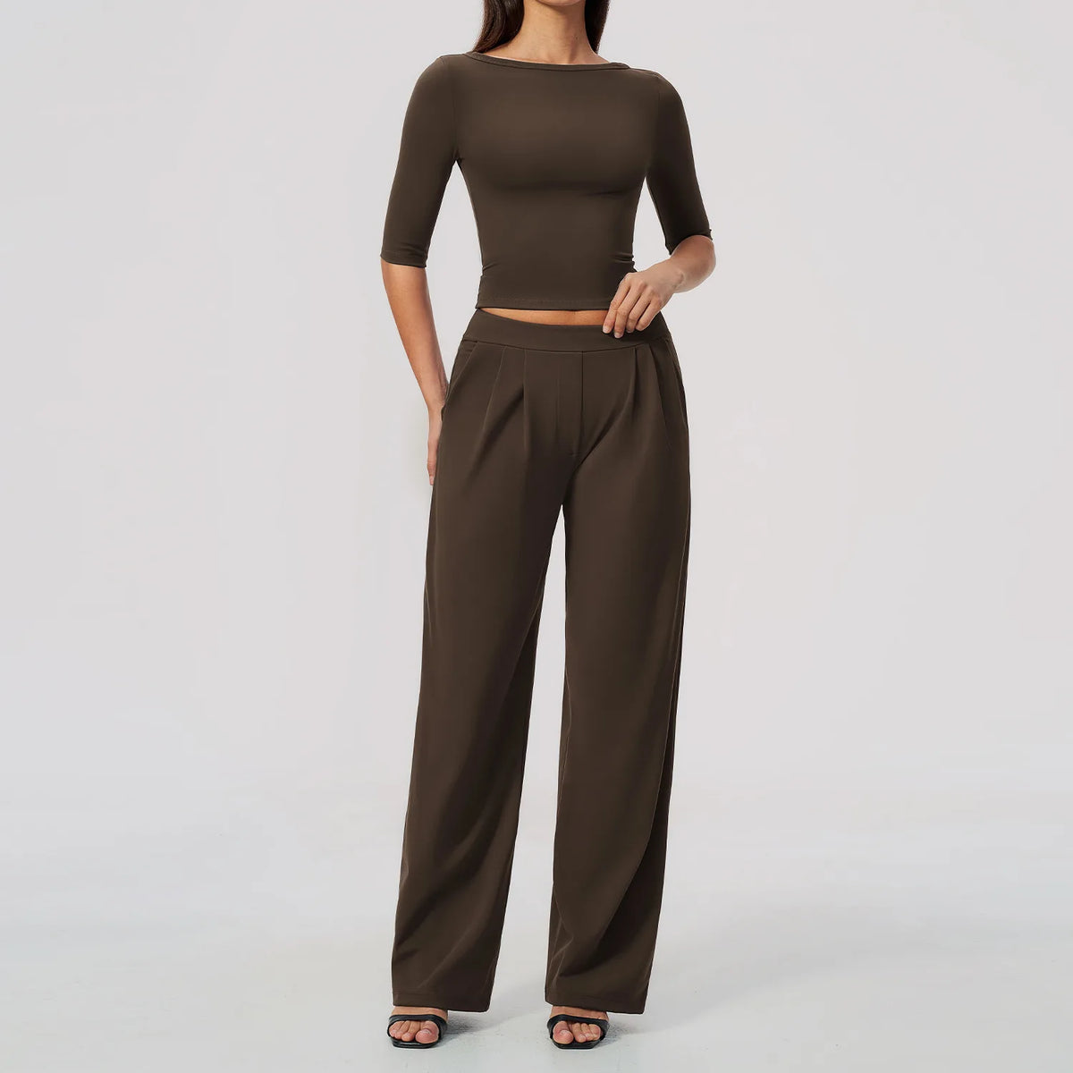 Boat Neck Wide-Leg Set