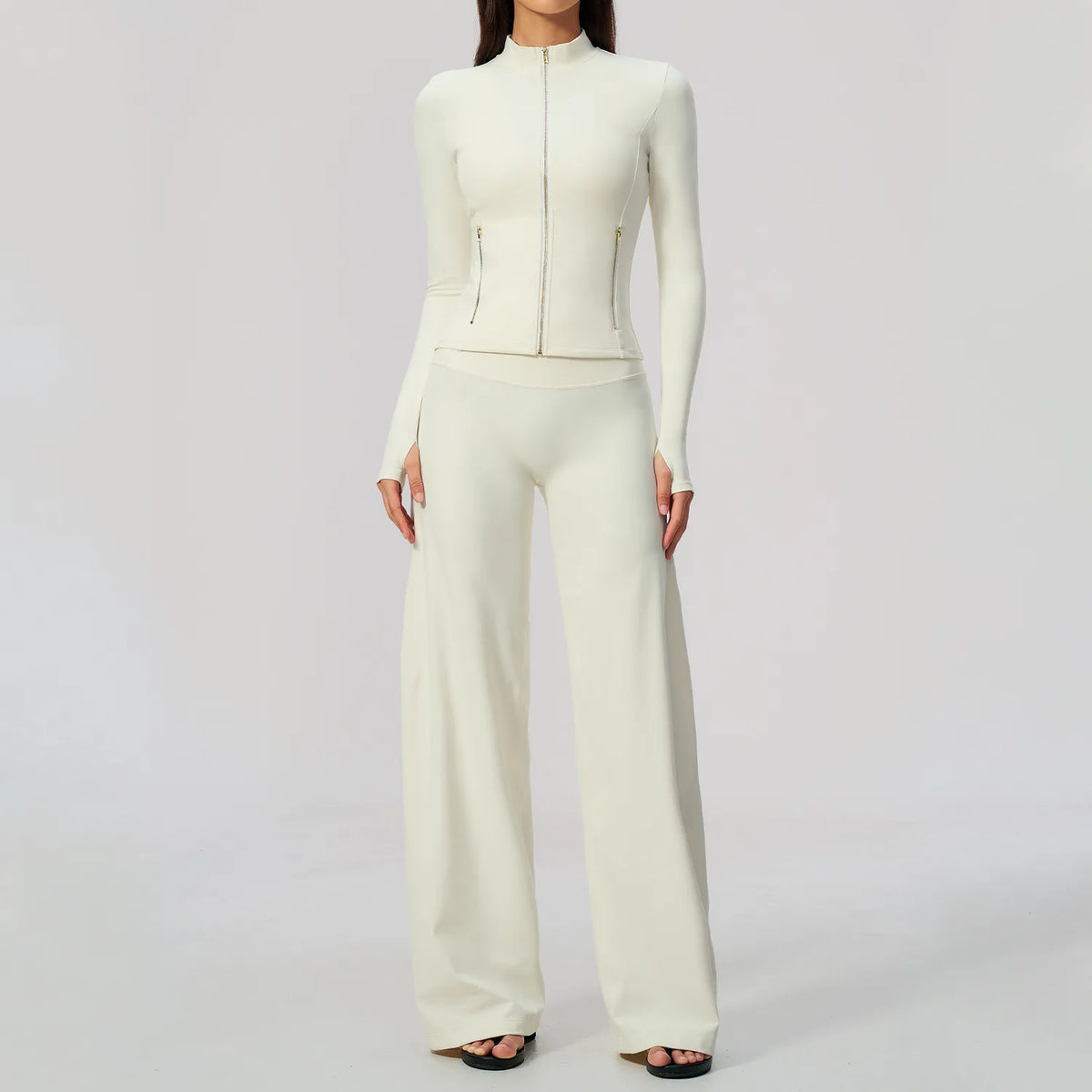 Zip Jacket Wide-Leg Set