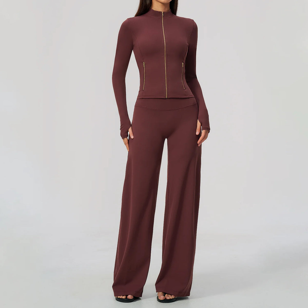 Zip Jacket Wide-Leg Set