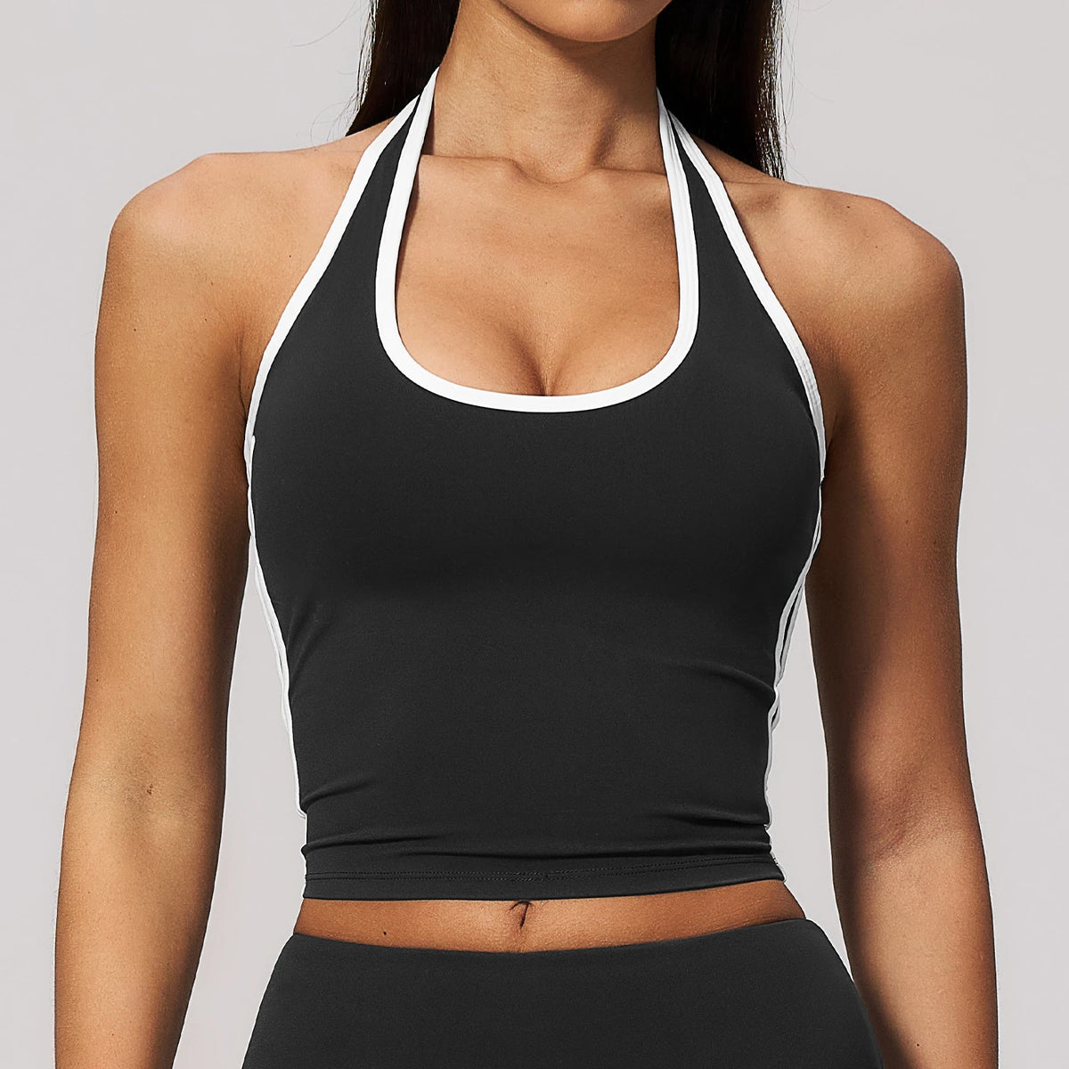Color Trim Halter Bra