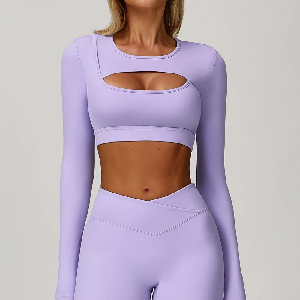 Hollow-Out Long Sleeve Top