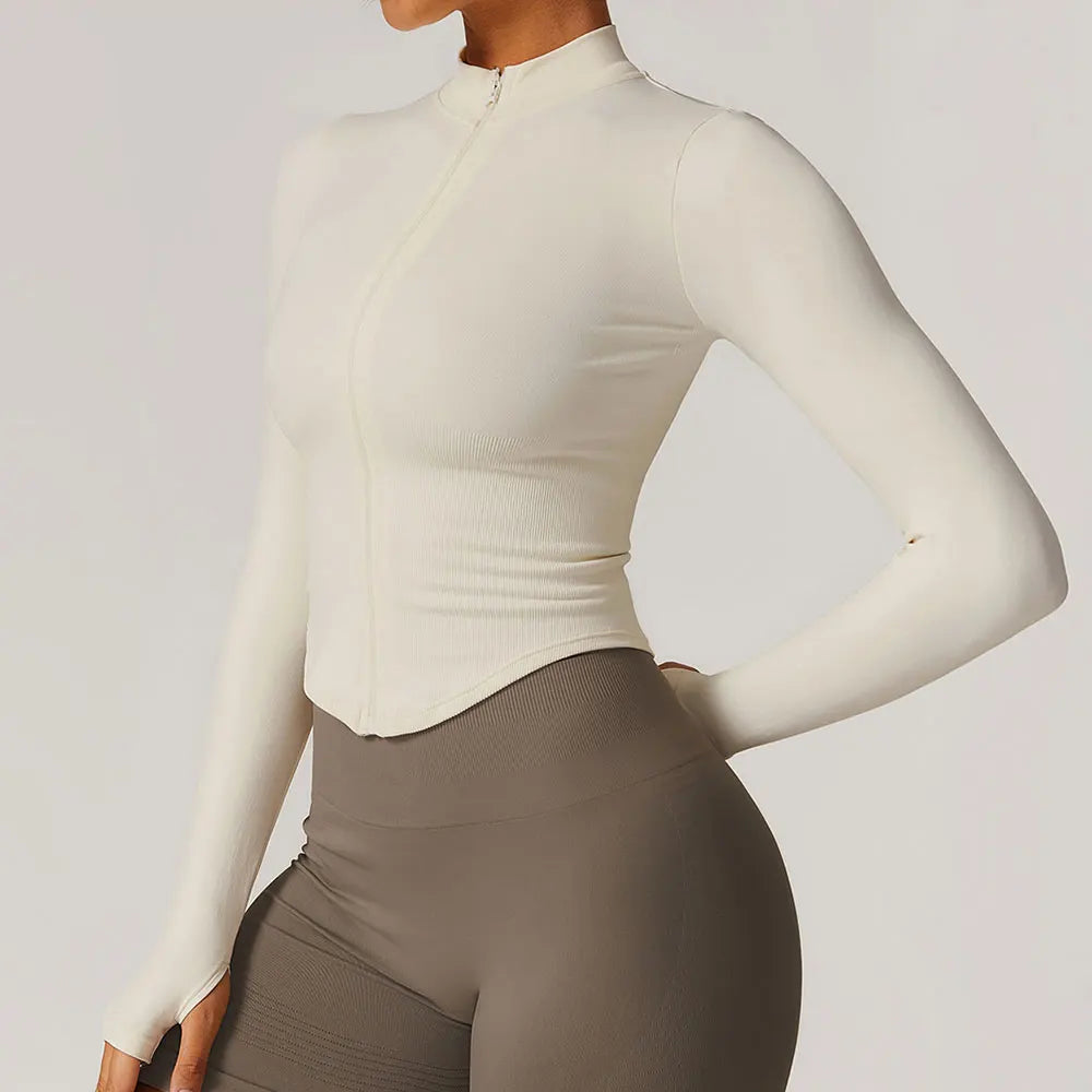 Ribbed Stand Collar Jacket