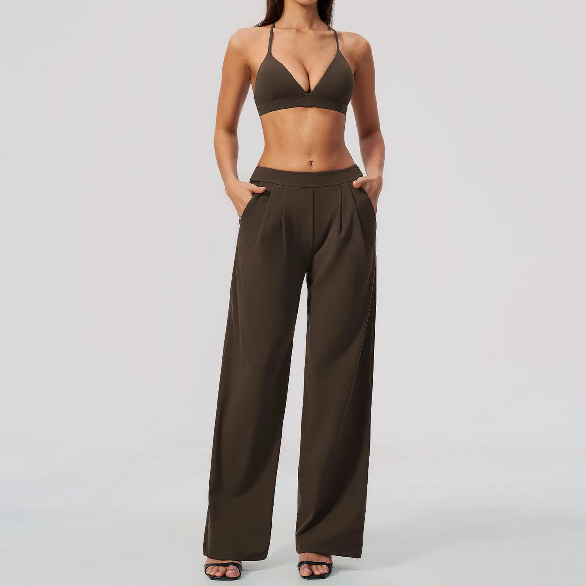 Pleated Wide-Leg Set