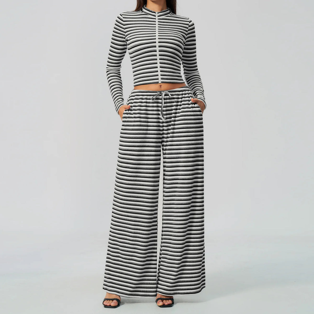 Ribbed Zip Top Set