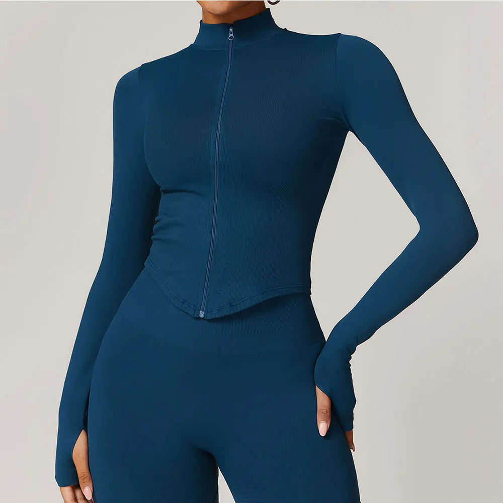 Ribbed Stand Collar Jacket