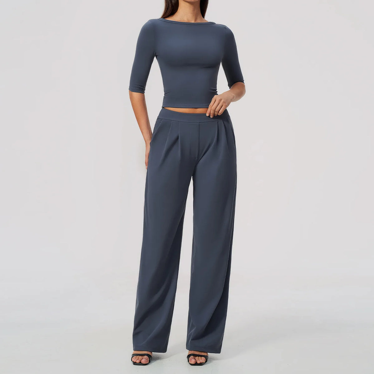 Boat Neck Wide-Leg Set