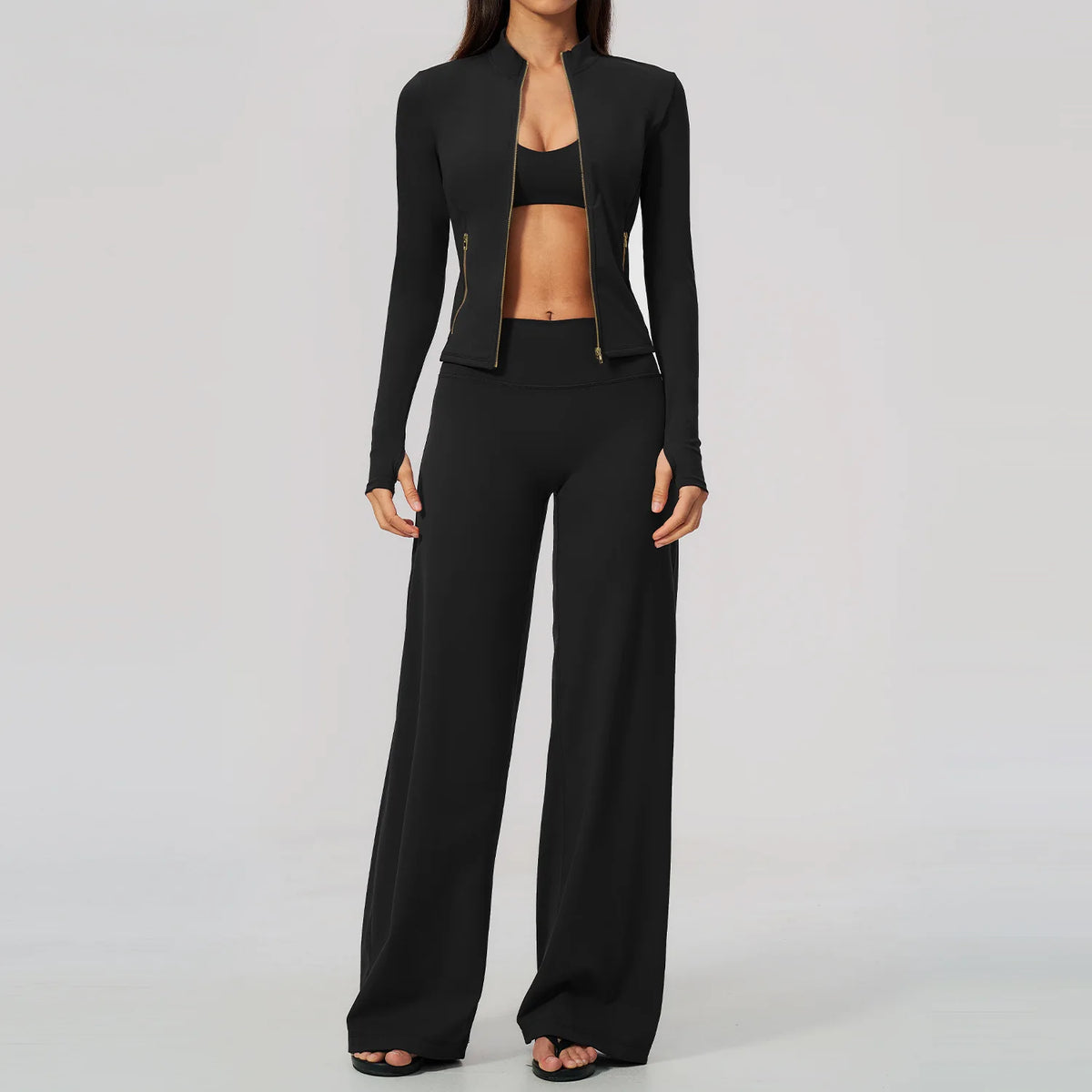 Zip Jacket Wide-Leg Set