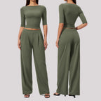 Boat Neck Wide-Leg Set