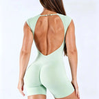 Short Sleeve Backless Jumpsuit
