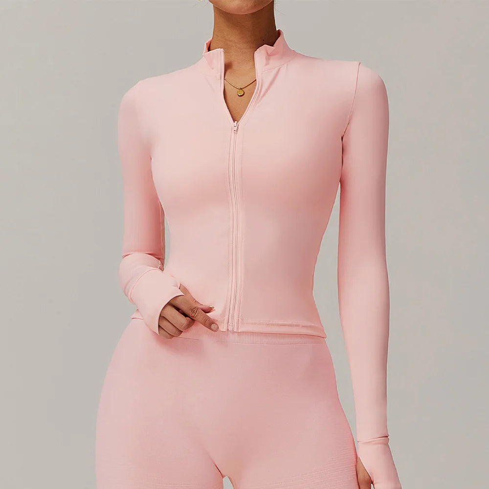 Solid Zip Crop Top