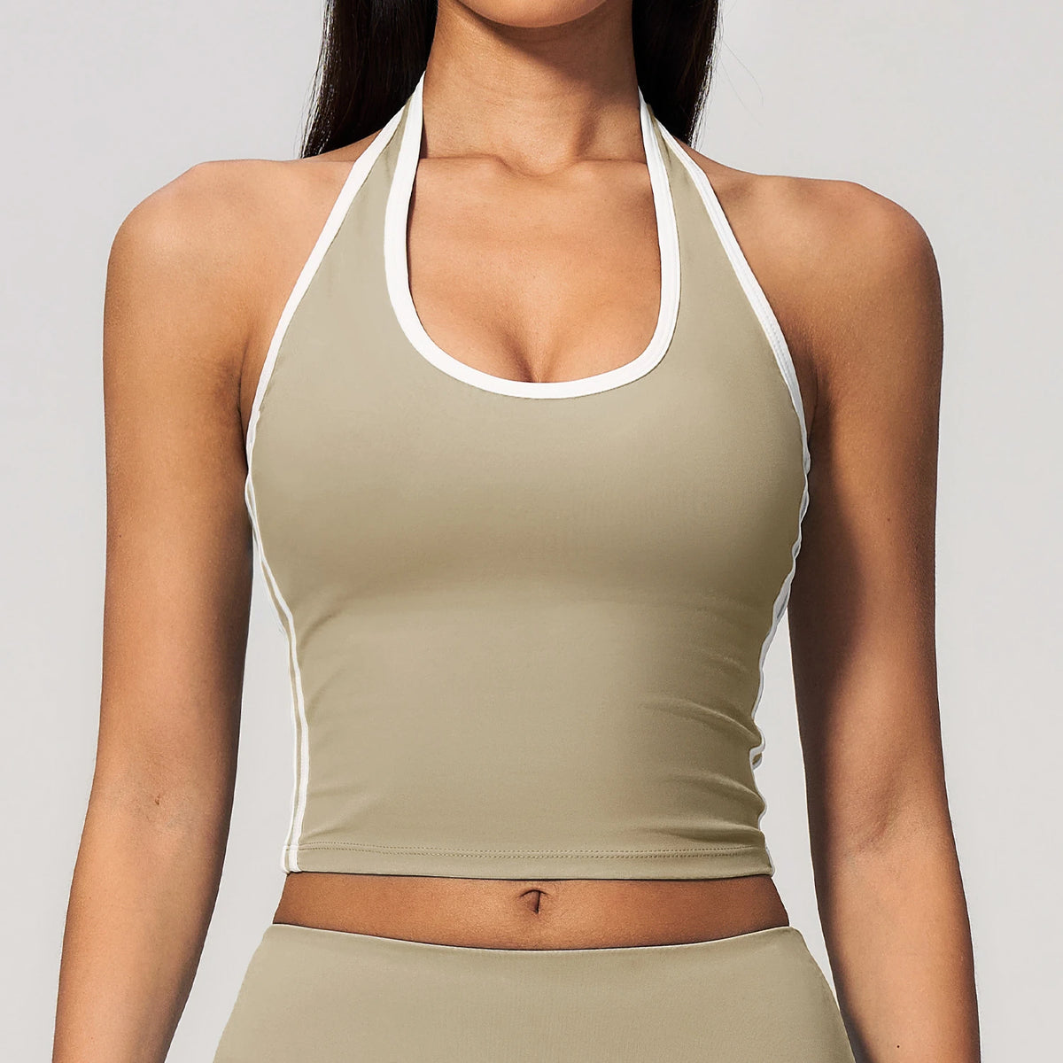 Color Trim Halter Bra