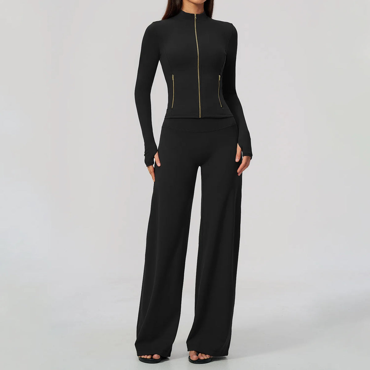 Zip Jacket Wide-Leg Set