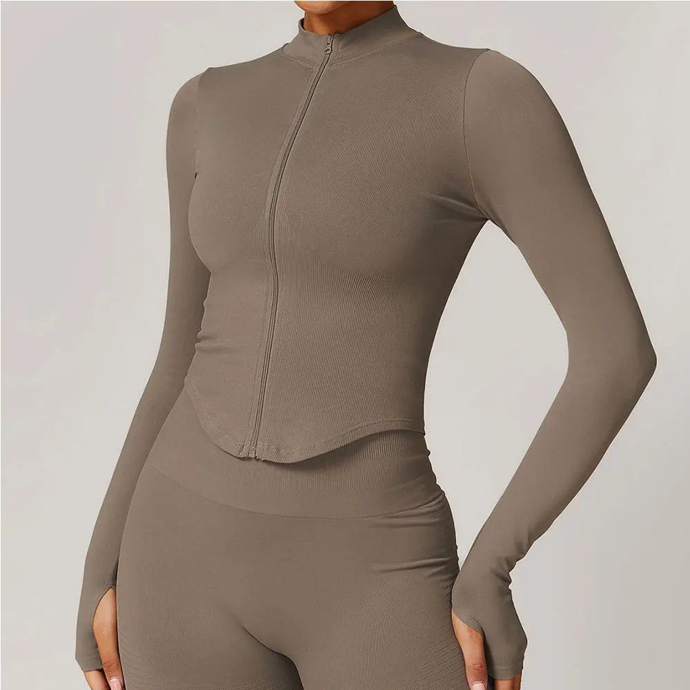Ribbed Stand Collar Jacket