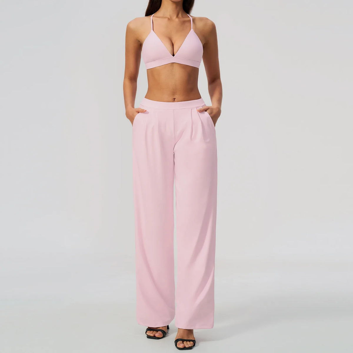 Pleated Wide-Leg Set