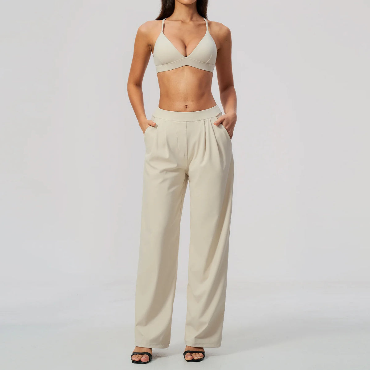 Pleated Wide-Leg Set