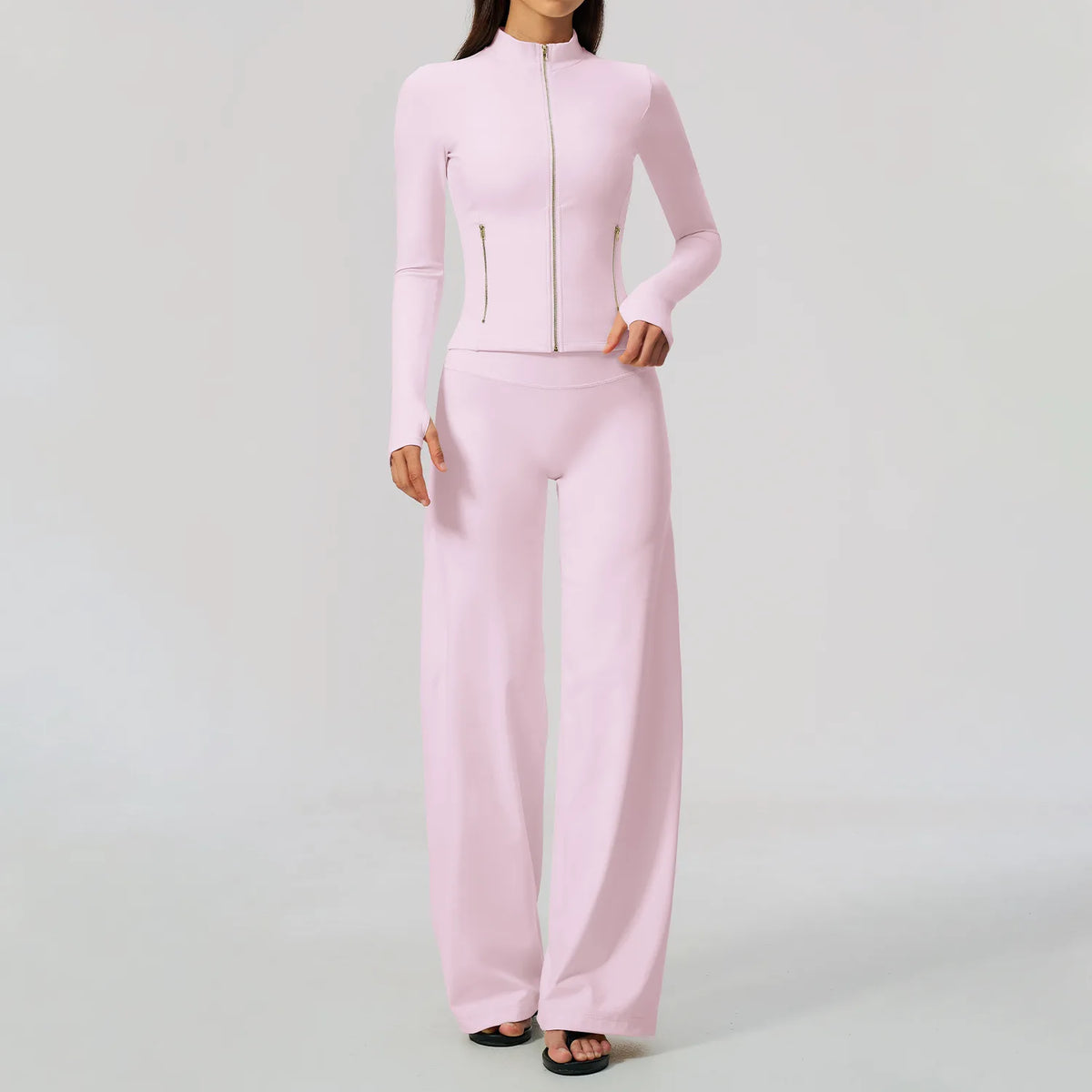 Zip Jacket Wide-Leg Set