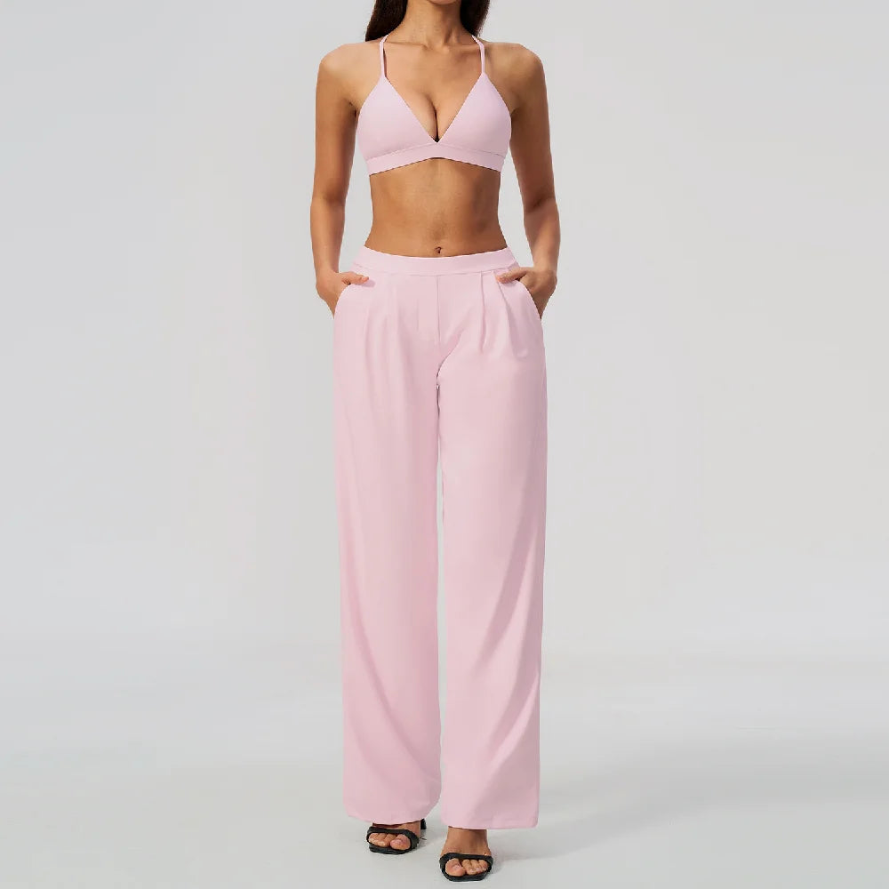 Pleated Wide-Leg Set