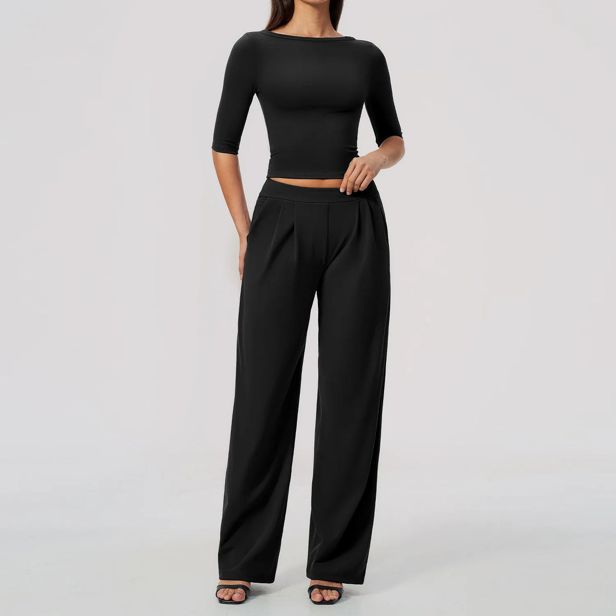 Boat Neck Wide-Leg Set
