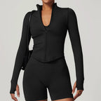 Ribbed Stand Collar Jacket