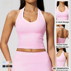 Color Trim Halter Bra
