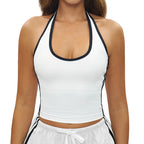 Color Trim Halter Bra