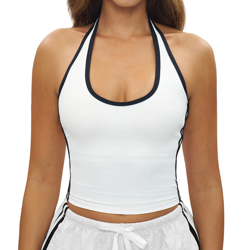 Color Trim Halter Bra