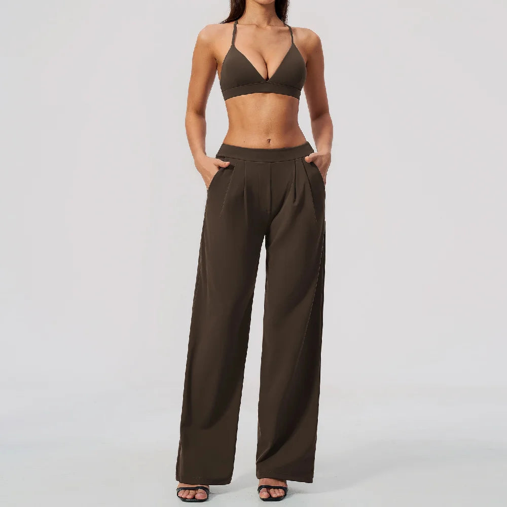 Pleated Wide-Leg Set